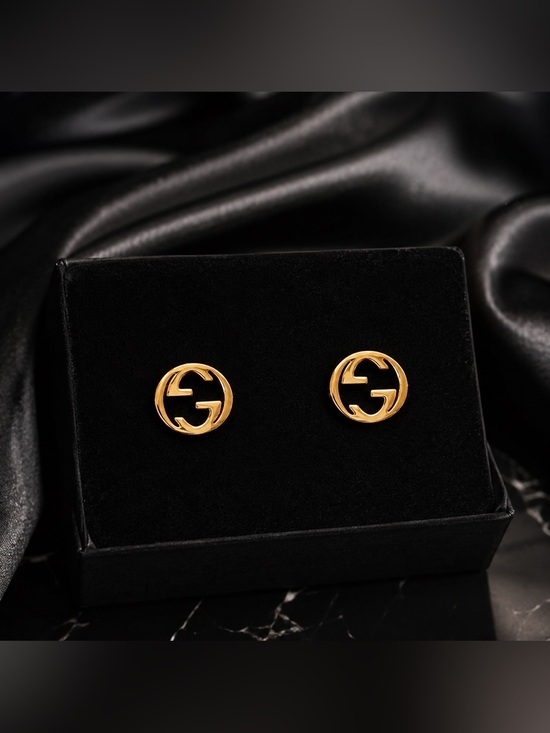 Fashion Jewelry Jewelry - Gold Interlocking GG Logo Earrings
